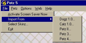 petz 4 import in menu